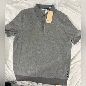 Scotch & Soda Amsterdam Gray Short Sleeve Knit Polo Sweater NWT